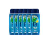 Fa, Gel Douche Homme Parfume Rafraichissant, Fresh, Sport, Sensation de Fraicheur, Parfum Citron Menthe, Parfum frais, Longue duree, Soin du corps formule Vegane, Bouteille de 250 ml - Lot de 6
