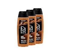 FA Gel douche pour homme Dark Passion (3 x 250 ml), 2 en 1 pour corps et cheveux, avec le parfum masculin de bois de santal séduisant et d'épices orientales, formule douce et végétalienne