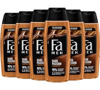 FA Gel douche pour homme Dark Passion (6 x 250 ml), 2 en 1 pour corps et cheveux, avec le parfum masculin de bois de santal séduisant et d'épices orientales, formule douce et végétalienne