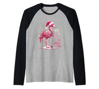 FA Lala Mingo Flamingo Sapin de Noël Tropical Christmas Lights Manche Raglan