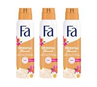Fa Lot de 3 déodorants en spray Oriental Moments (3 x 150 ml) au parfum délicat de rose du désert et de bois de santal, sans aluminium pour jusqu'à 48 h de protection, ne laisse aucun résidu de