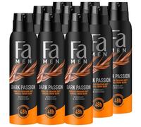 Fa Men Déodorant & Spray corporel Dark Passion (9 x 150 ml), déodorant en spray au parfum sensuel et frais, sans aluminium pour jusqu'à 48 h de protection, ne laisse aucun résidu de déodorant