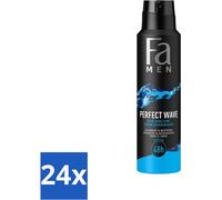 Fa Men - Perfect Wave - Déodorant Spray - Parfum rafraîchissant - 150 ml - Pack avantage - 24 pièces
