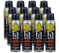 Fa Men Sport Energy Boost Lot de 12 déodorants anti-transpirants avec jusqu'à 72 h de protection contre la transpiration et les odeurs corporelles, parfum activant le gingembre et le citron