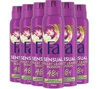 Fa Purple Passion Déodorant en spray au parfum rafraîchissant de fleurs de violette, protection 48h, 6 x 150 ml