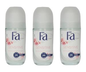 Fa Sensitive Invisible Lot de 3 roll-on anti-transpirants - White Musk - 50 ml - Protection douce jusqu'à 48 h