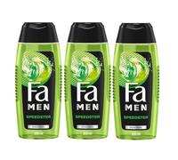 FA Speedster Gel douche pour homme avec taurine (3 x 250 ml) Formule 2 en 1 pour corps et cheveux, active votre corps, esprit et sens avec le parfum rafraîchissant d'agrumes et de citronnelle