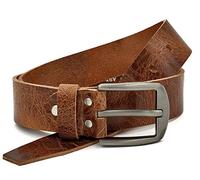 Fa.Volmer Brun Vintage Ceinture en cuir de buffle pleine fleur, 40 mm de largeur et environ 3-4 mm d’épaisseur, pouvant être raccourcie, ceinture en cuir #Gbr00020 (waist size 85cm)