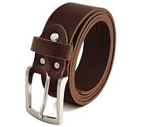 Fa.Volmer Brun Vintage Ceinture en cuir de buffle pleine fleur, 40 mm de largeur et environ 3-4 mm d’épaisseur, pouvant être raccourcie, ceinture, ceinture en cuir (waist size 135 cm)