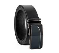 Fa.Volmer Ceinture en cuir véritable pour homme | cliquet automatique | Largeur 35 mm | Tour de taille 125cm | peut être raccourci | Série de modèles: ATG (noir - type 01)