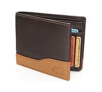 Fa.Volmer #MW114 Portefeuille en Cuir véritable avec Protection RFID Manhattan (Brun foncé/Beige Marron)