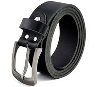 Fa.Volmer Noir Ceinture en cuir de buffle pleine fleur, 38 mm de largeur et environ 3-4 mm d’épaisseur, pouvant être raccourcie, en cuir, pour costume, homme #10125 (waist size 85cm)