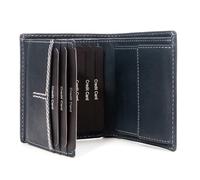 Fa.Volmer Portefeuille en cuir véritable | Protection RFID | 9 emplacements pour cartes + compartiment à monnaie | avec boîte cadeau | Modèle : CityWalker, Bleu marine, m, Classique