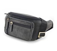 Fa.Volmer ® Sac banane en cuir véritable pour homme et femme, disponible en noir et marron, différents modèles, Gris vieilli, L, Sac banane
