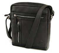 Fa.Volmer® Sac en cuir - 100 % cuir véritable - Pour homme et femme - Sac à bandoulière - Sac de voyage - Environ 26 x 23 x 7 cm (L x l x H), Noir Princeton