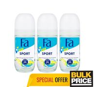 Fa Women Sport Roll-On Deodorant 48H Sweat Odeur Protection Citrus Fresh 3-Pack