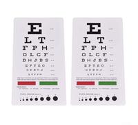FA05 Lot de 2 tableaux de test de vision avec règle PD et masque pour les yeux, tableau ophtalmologique en PVC pour optométrie et examens des yeux à domicile
