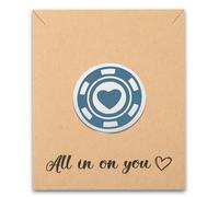 FAADBUK Jeton de poker pour la Saint-Valentin, jeton de poker porte-bonheur All in on You de la part de votre petite amie, épouse (jeton de poker bleu)