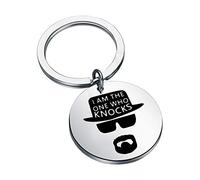 FAADBUK Porte-clés humoristique « Breaking Bad Lover » avec inscription « I Am The One Who Knocks » pour un ami ou une famille, Argenté., L