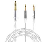 FAAEAL Câble de casque d'écoute double 3,5 mm plaqué argent compatible avec casque Hifiman Edition XS HE4XX Meze 99 Classics MEZE 109 Pro pour musiciens audiophiles 4,4 mm