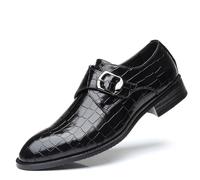faafe Chaussures en Cuir pour Hommes, Boucle Brillante Grande Taille Chaussures Formelles Décontractées Bout Pointu Basses, Travail De Bureau, Chaussures Confortables Et Respirantes, 43 EU,Black
