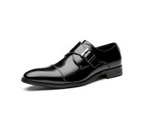 faafe Chaussures en Cuir pour Hommes, Chaussures De Ville Décontractées d'affaires en Cuir Véritable À Bout Pointu avec Boucle Basse De Travail De Bureau De Mariage, Mocassins, 43 EU,Black