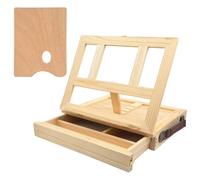 FAAING Chevalet de table en bois avec mallette de peinture, chevalet réglable avec tiroir de rangement et palette en bois, chevalet d'art portable pour peindre, dessin, artiste