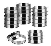 FAAING Lot de 20 Cercles à Pâtisserie ronds, Anneaux à Dessert de 10 cm, En acier inoxydable, Pour la cuisson de muffins moelleux, omelettes, crêpes, pâtisseries en mousse