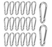 FAAING Lot de 20 petits mousquetons 50 mm x 5 mm M5 avec fermoir à cliquet en acier chromé - Charge maximale : 110 kg - Mousquetons pour camping, randonnée, porte-clés