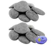 FAAING Lot de 24 pierres plates à peindre, 5 à 8 cm, lisses, grands, pierres décoratives naturelles, pierres décoratives pour mandala, peinture, jardin, pots de fleurs, aquariums