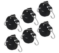 FAAING Lot de 6 Tendeurs Elastique avec Crochets, 2 m x 3 cm, Tendeurs Elastique Noir, réglables, Plats, pour Diable, Porte-Bagages, vélo, Moto