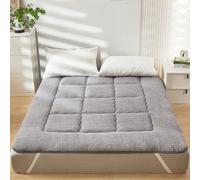 FAANAS Surmatelas Sherpa King, protège-Matelas avec Sangles élastiques, Housse en Laine Polaire Sherpa Ultra Douce et Pliable, Taille Normale(90x190cm, Gray)