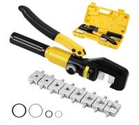 Faankiton 10 Tonnes Pince à Sertir Hydraulique,Borne de Cosse de Câble de Batterie de Fil D'outil de Sertissage Hydraulique, avec des Matrices de 9 Paires, 4-70mm²