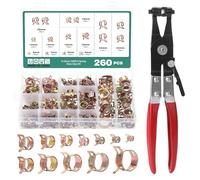 Faankiton 260 Pièces Collier de Serrage à Ressort, 12 Tailles 6-25mm Clips à Ressort Tuyau Serre-Joints, Pince