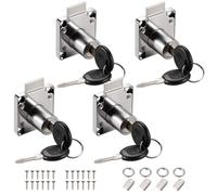 Faankiton 4PCS Serrure de Tiroir de Bureau, Verrou à Came de 22mm (Argent) | Serrure à Came avec clés Différentes, Serrure Meuble pour Meubles, Tiroir, Porte, Boîte aux Lettres, Armoire, Placard
