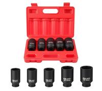 Faankiton 5PCS Coffret de Douilles a Chocs 1/2" Jeu de Douille à Choc, 30/32/34/35/36mm Écrou à Impact, CR-MO 6 Pans Jeu d'Écrous pour Clés à Choc, 78MM de Profondeur pour Retirer Écrous et Boulons