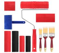 Faankiton 8PCS Outil de Grain de Bois en Caoutchouc et 3 Pinceaux de Peinture, Outils de Peinture pour Grain de Bois, Rouleau De Grain De Bois, Rouleaux de Peinture Imitation, Outils Motif Bois