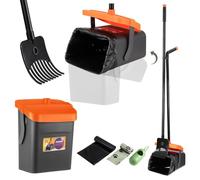 Faankiton Pelle Ramasse Crottes pour Chiens, Pelle à Déjections Canines et Râteau, Pelle a Crotte Portable, Kit de Ramasse Crotte et Râteau avec 35 Sacs à Déchets et 117cm Poignée Longue Réglable