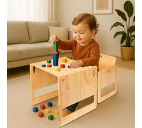 Faazy Montessori Ensemble table et chaises pour tout-petits de 1 à 3 ans, hauteur réglable, table et chaise pour lire/manger/jeux, facile à monter
