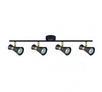 Fab 142394009 Maximo Strip 4xgu10 Noir / Cuir 15x69,5x8,5 Cm