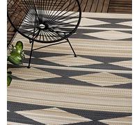 FAB HAB dégradé Ombre Tapis d'extérieur - Cairo Naturel et Noir - résistant à l'eau, ne Fade Pas, réversible - Plastique recyclé Premium - terrasse Balcon Cuisine entrée - 90cmx150cm