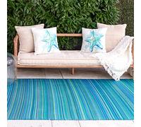 FAB HAB dégradé Ombre Tapis d'extérieur - Cancun Turquoise et Vert Mousse - résistant à l'eau, ne Fade Pas, réversible - Plastique recyclé Premium - terrasse Balcon Cuisine entrée - 180cmx270cm
