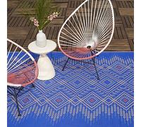 FAB HAB dégradé Ombre Tapis d'extérieur - Jodhpur Multi-Bleu - résistant à l'eau, ne Fade Pas, réversible - Plastique recyclé Premium - terrasse Balcon Cuisine entrée - 150cmx240cm