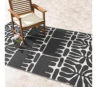FAB HAB Ethnique Boho Tribal Tapis d'extérieur - Serowe Noir et Blanc - résistant à l'eau, ne Fade Pas, réversible - Plastique recyclé Premium - terrasse Balcon Cuisine entrée - 180cmx270cm