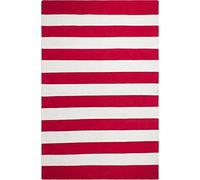 FAB HAB Nantucket - Tapis Rouge & Blanc en Polyéthylène recyclé (Fibres Polyester) pour intérieur/extérieur (150 cm x 240 cm)