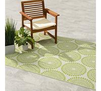 FAB HAB rayé Tapis d'extérieur - résistant à l'eau, ne Fade Pas, réversible - Plastique recyclé Premium - terrasse Patio Balcon Camping entrée - Rio - Vert, 180cmx270cm