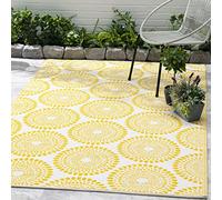 FAB HAB rayé Tapis d'extérieur - résistant à l'eau, ne Fade Pas, réversible - Plastique recyclé Premium - terrasse Patio Balcon Camping entrée - Rio - Jaune, 240cmx300cm