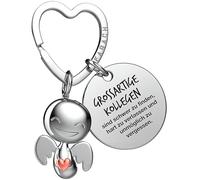 FABACH Beste Kollegin Porte-clés ange gardien avec cœur et gravure - Ange porte-bonheur avec message pour collègue de travail - Cadeau d'adieu pour collègue ou collègue, Grands collègues, taille