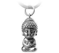 FABACH Bouddha Porte-clés Karma - Pendentif Bouddha en métal - Mini Bouddha Porte Bonheur Voiture - Bouddhisme Porte-clés Chakra Yoga Cadeau Figure, Argent antique, Eenheidsmaat