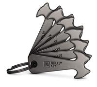 FABACH Lot de 4 clés de chariot noires - Remplace le jeton de caddie, le jeton de courses - Porte-clés en métal pour organiseur de clés et trousseau de clés - Pas de blocage dans le panier